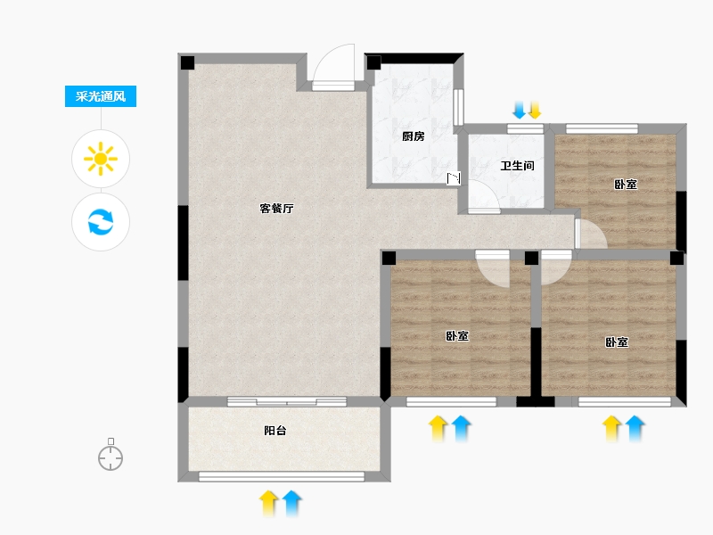 山东省-菏泽市-嘉利学府-91.00-户型库-采光通风