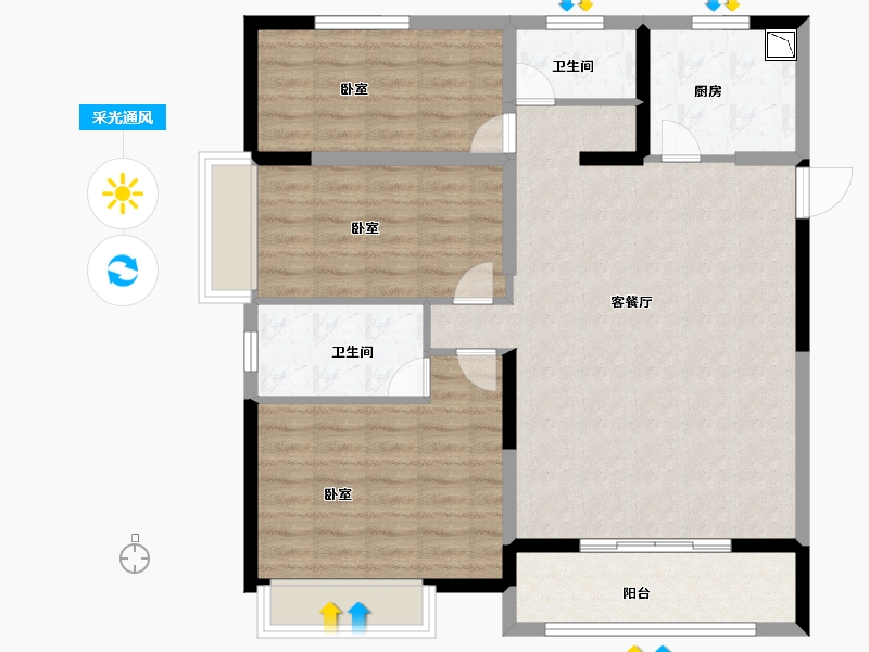 河南省-郑州市-博府华庭-100.00-户型库-采光通风