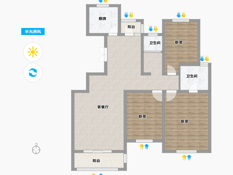 河南省-安阳市-东湖新城-110.00-户型库-采光通风