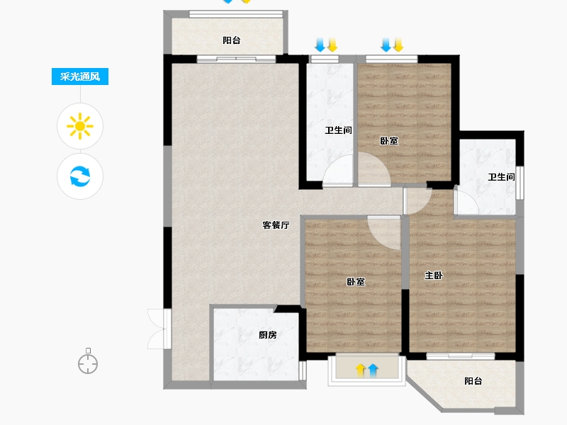 河南省-洛阳市-恒泰中心-109.13-户型库-采光通风