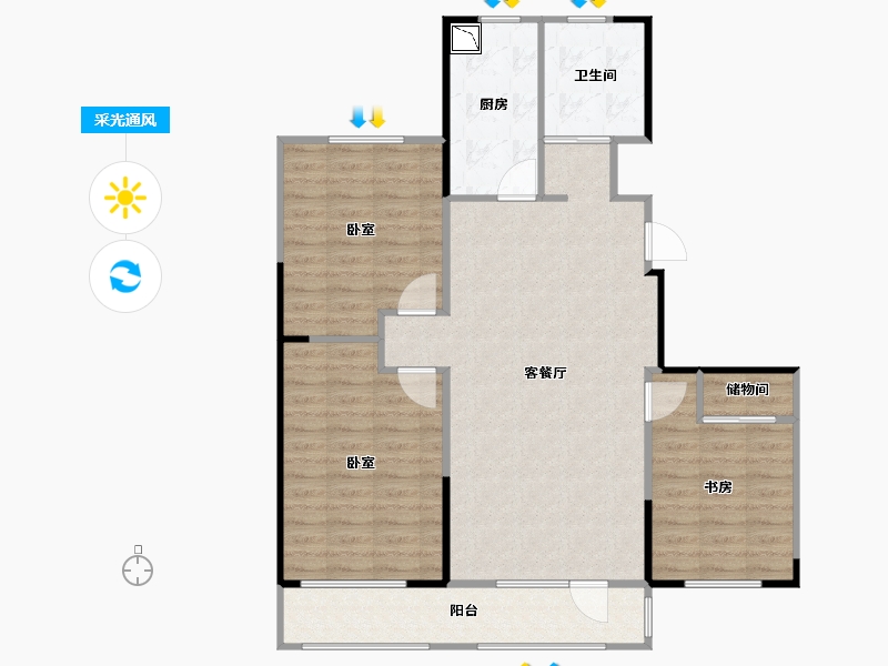 山东省-烟台市-香橙珑樾-95.00-户型库-采光通风