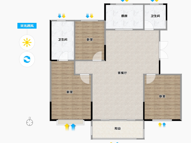 山东省-烟台市-香橙珑樾-118.00-户型库-采光通风