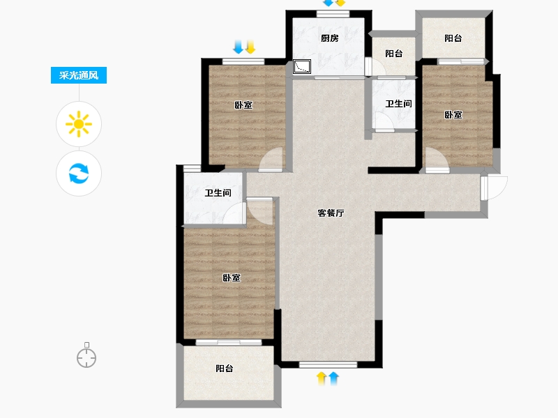 河南省-洛阳市-古都尚郡-102.00-户型库-采光通风