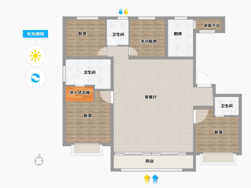 河南省-郑州市-茉莉公馆-148.69-户型库-采光通风