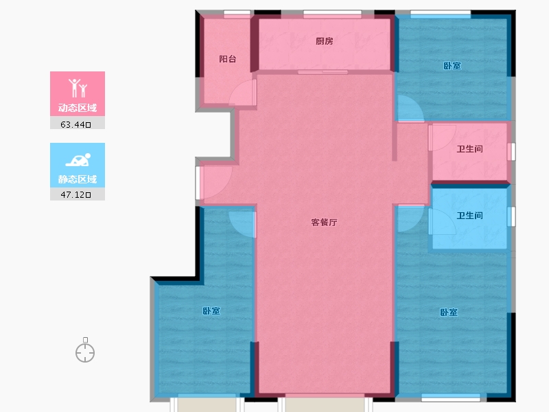 新疆维吾尔自治区-乌鲁木齐市-九点阳光翰林府-100.59-户型库-动静分区