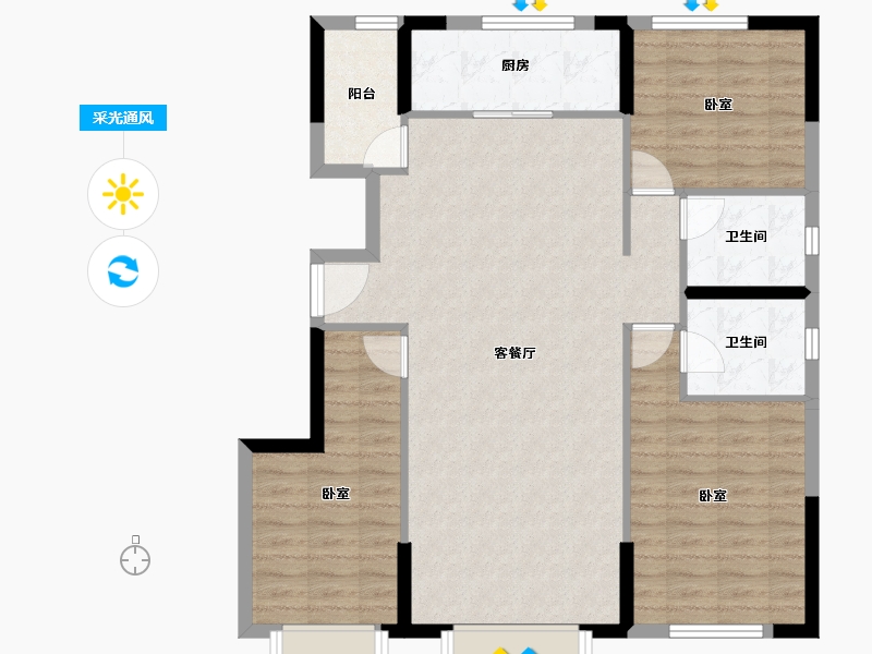 新疆维吾尔自治区-乌鲁木齐市-九点阳光翰林府-100.59-户型库-采光通风