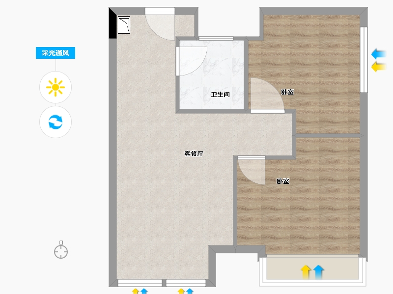 浙江省-舟山市-万星蜂寓-64.00-户型库-采光通风