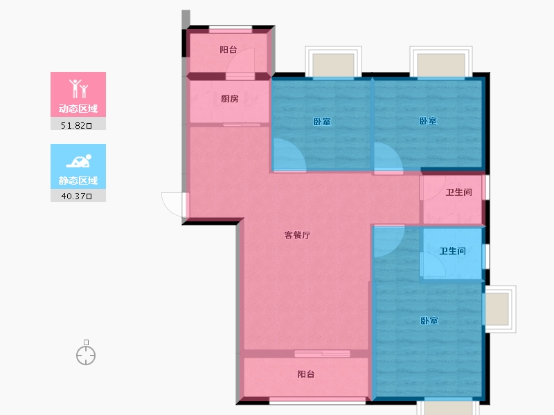 福建省-龙岩市-武平福景公园壹号-82.93-户型库-动静分区