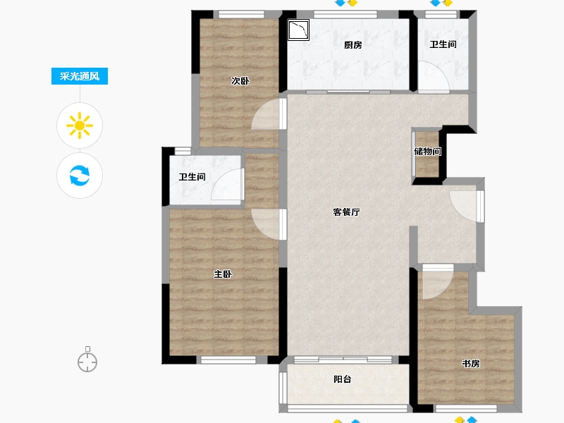 山东省-济南市-万科金域华府-102.01-户型库-采光通风