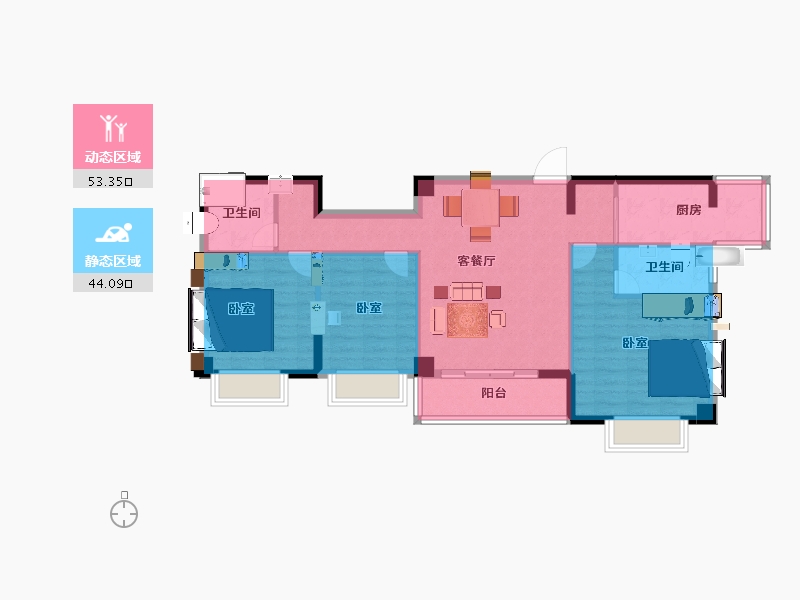 福建省-莆田市-凤达·南湖佳园-87.00-户型库-动静分区