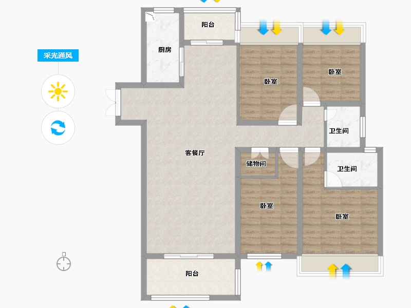 山东省-菏泽市-嘉利学府-114.00-户型库-采光通风