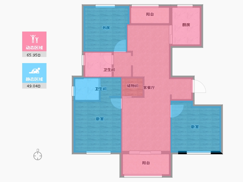 浙江省-绍兴市-宝业新桥风情-104.00-户型库-动静分区