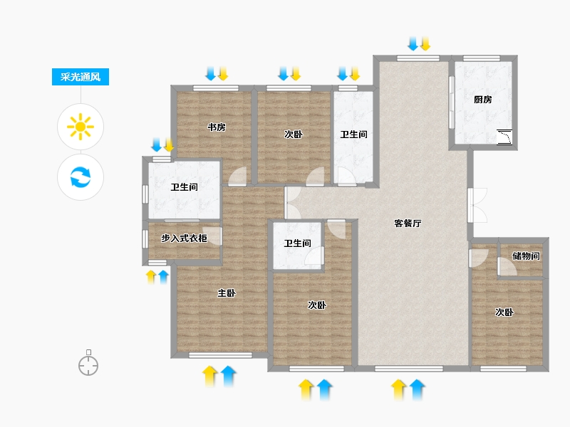 山东省-济南市-海尔绿城全运村-169.72-户型库-采光通风