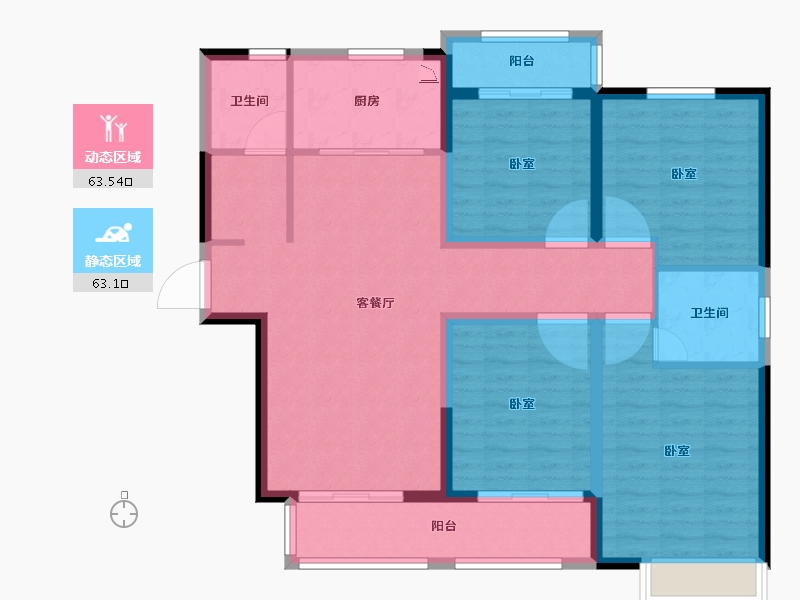 河南省-郑州市-台隆合园-113.86-户型库-动静分区