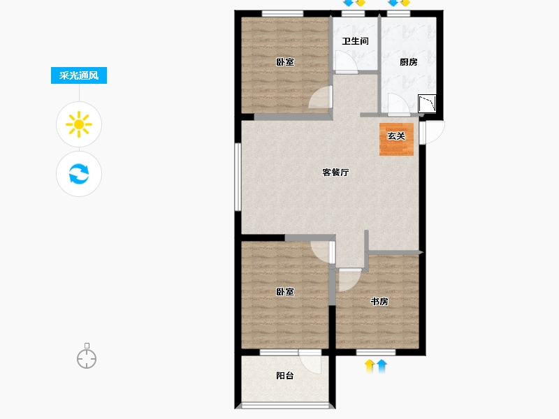 山东省-烟台市-大商烟台城市乐园-90.30-户型库-采光通风