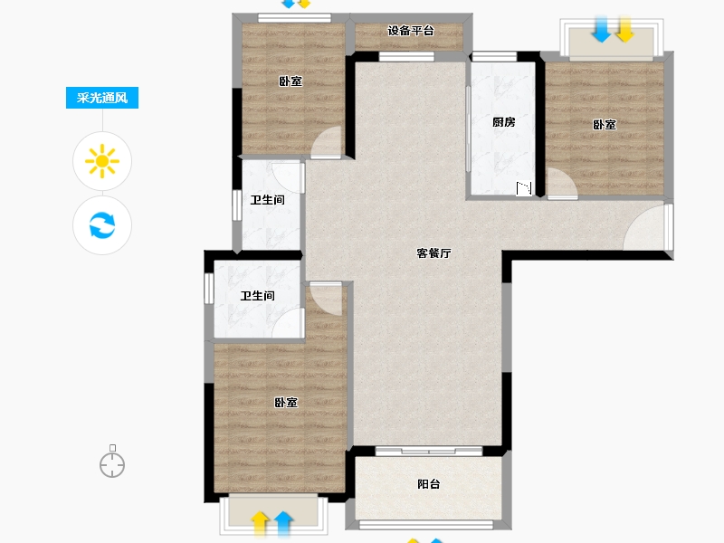 福建省-龙岩市-建发·首院-100.00-户型库-采光通风