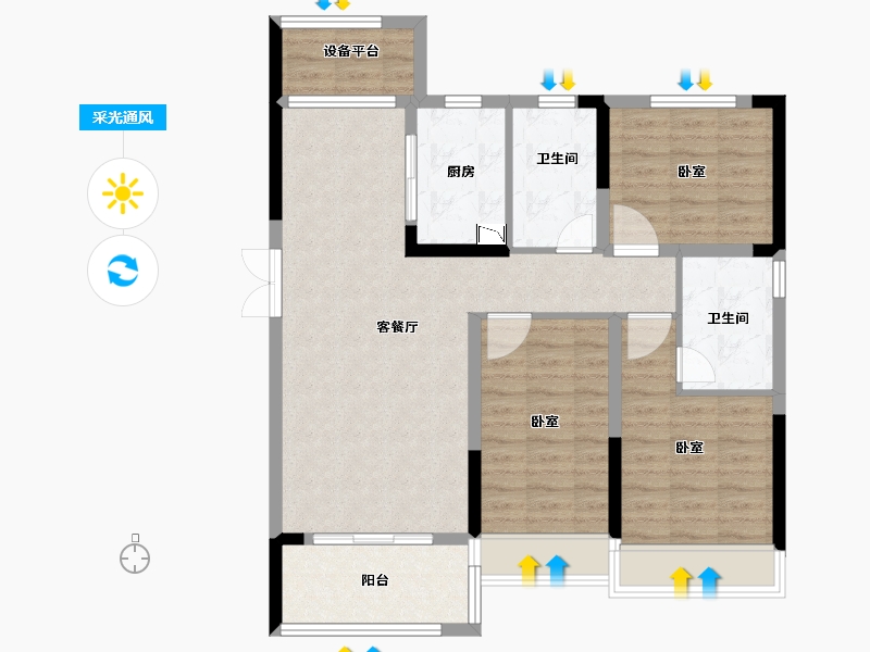 安徽省-合肥市-华南城紫荆名都四期锦园-92.00-户型库-采光通风