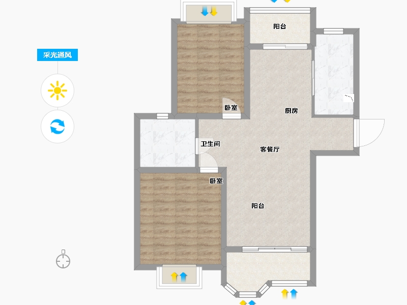 浙江省-绍兴市-合生杭州湾国际新城-82.00-户型库-采光通风