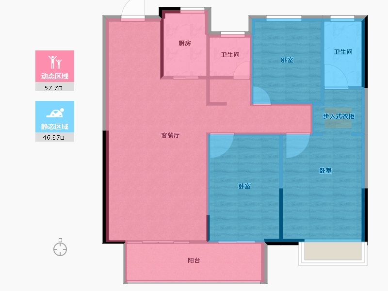 河南省-安阳市-中茂玖悦府-95.89-户型库-动静分区