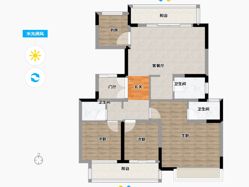 安徽省-滁州市-高速公园壹号-109.00-户型库-采光通风