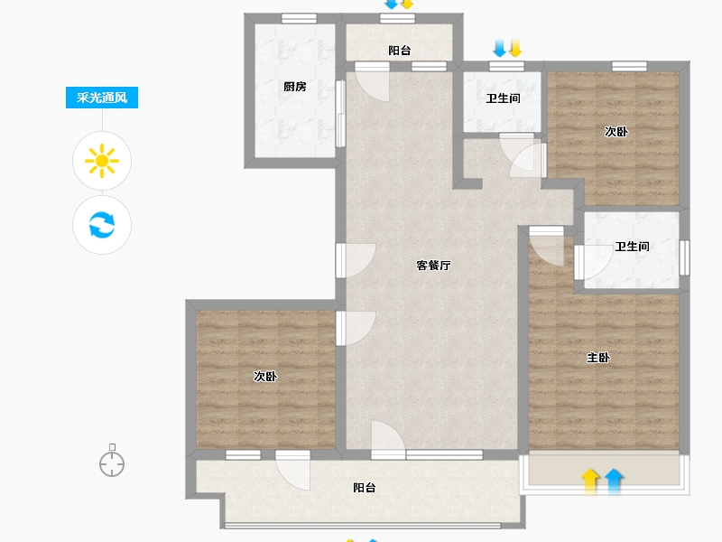 山东省-青岛市-银盛泰博观锦岸-102.00-户型库-采光通风