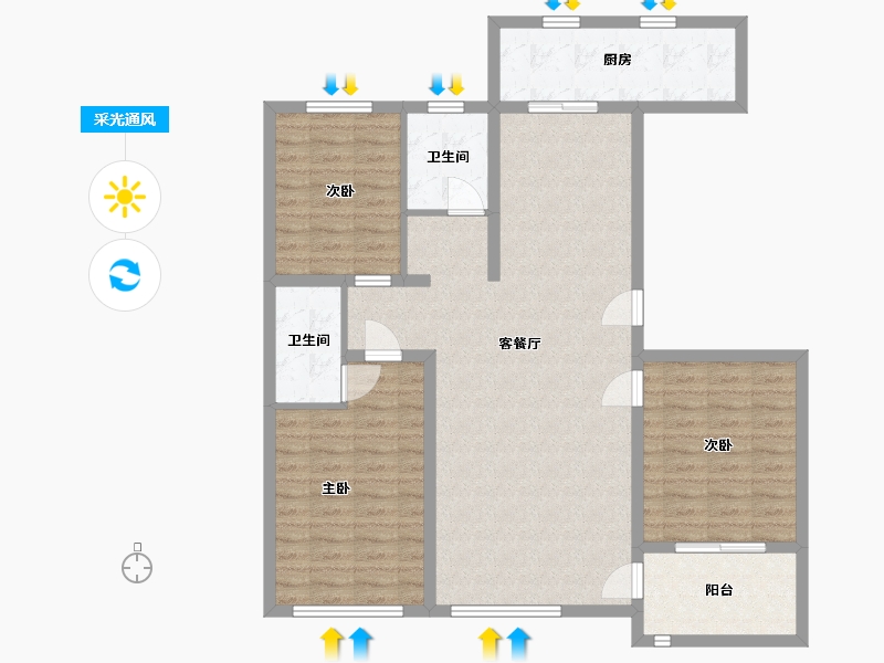 山东省-潍坊市-中房幸福名都-109.19-户型库-采光通风