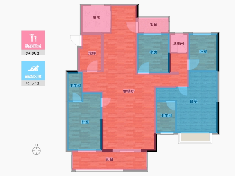 河南省-郑州市-亚新海棠公馆-144.00-户型库-动静分区