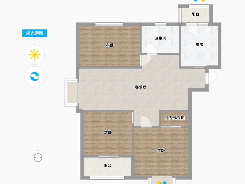 山东省-潍坊市-世纪阳光城市广场-92.00-户型库-采光通风