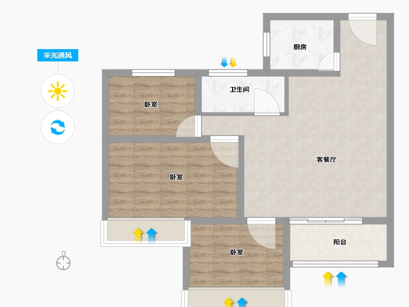 山东省-菏泽市-军威舜馨苑-72.01-户型库-采光通风