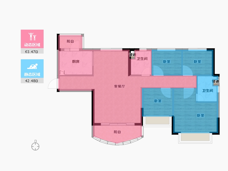 安徽省-合肥市-新滨湖恒大文化旅游城-95.99-户型库-动静分区