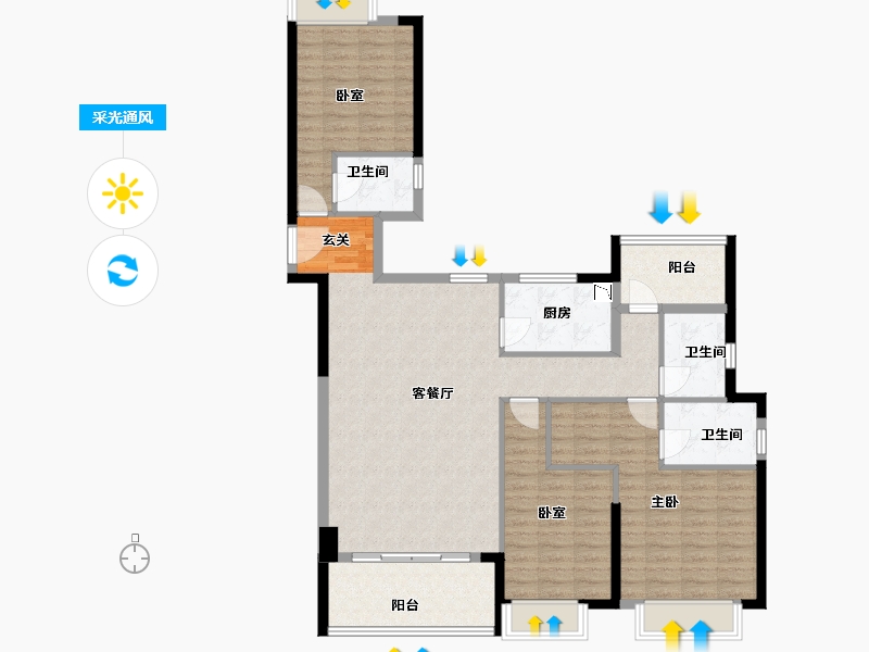 福建省-漳州市-大唐名门印象-114.85-户型库-采光通风