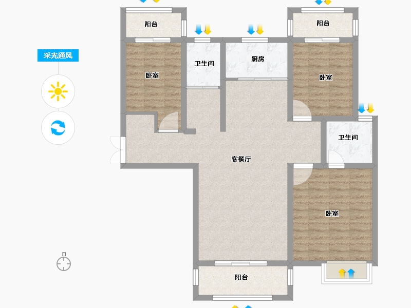 河南省-安阳市-东湖新城-107.00-户型库-采光通风