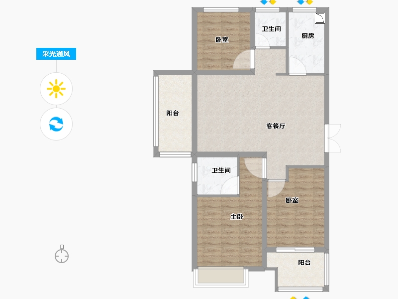 河南省-洛阳市-建业贰号城邦-92.00-户型库-采光通风