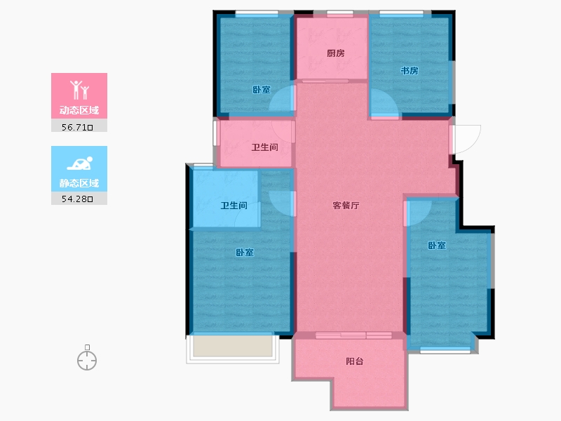 河南省-新乡市-蓝光雍锦王府-100.00-户型库-动静分区