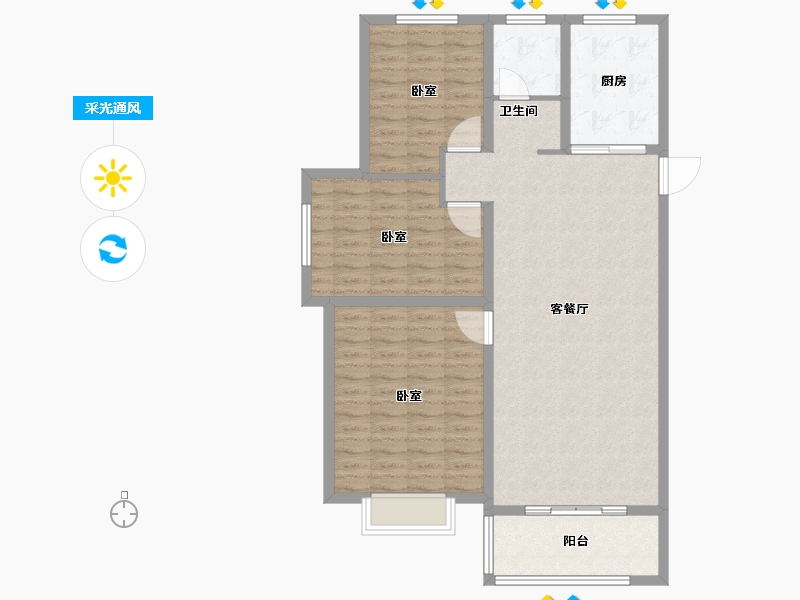 山东省-枣庄市-润泰公馆-107.31-户型库-采光通风