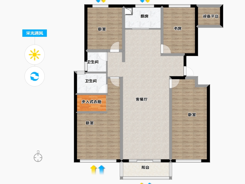 河南省-郑州市-兰溪上苑-144.00-户型库-采光通风