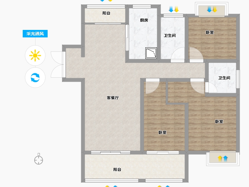 山东省-菏泽市-定陶维也纳国际城-116.00-户型库-采光通风