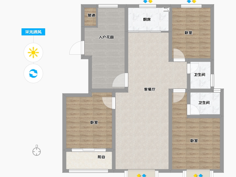 河南省-鹤壁市-合泰玺园-107.90-户型库-采光通风