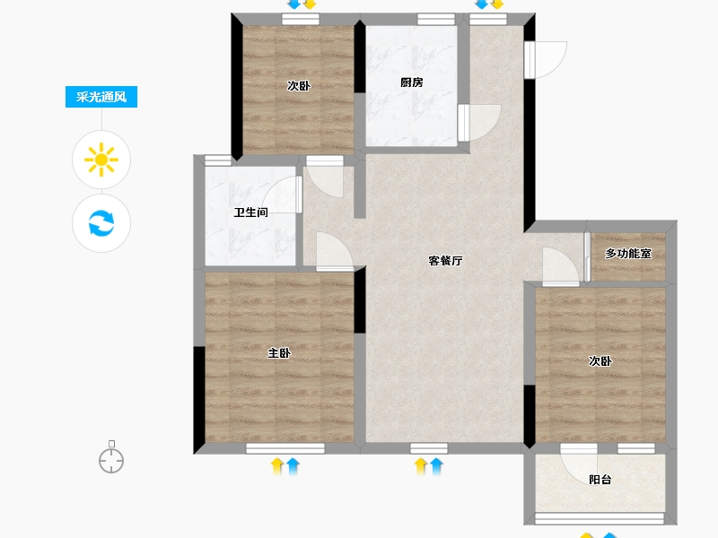 山东省-青岛市-海信红岛府-70.29-户型库-采光通风