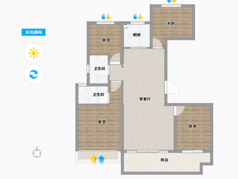 河南省-安阳市-碧桂园玺悦-114.00-户型库-采光通风