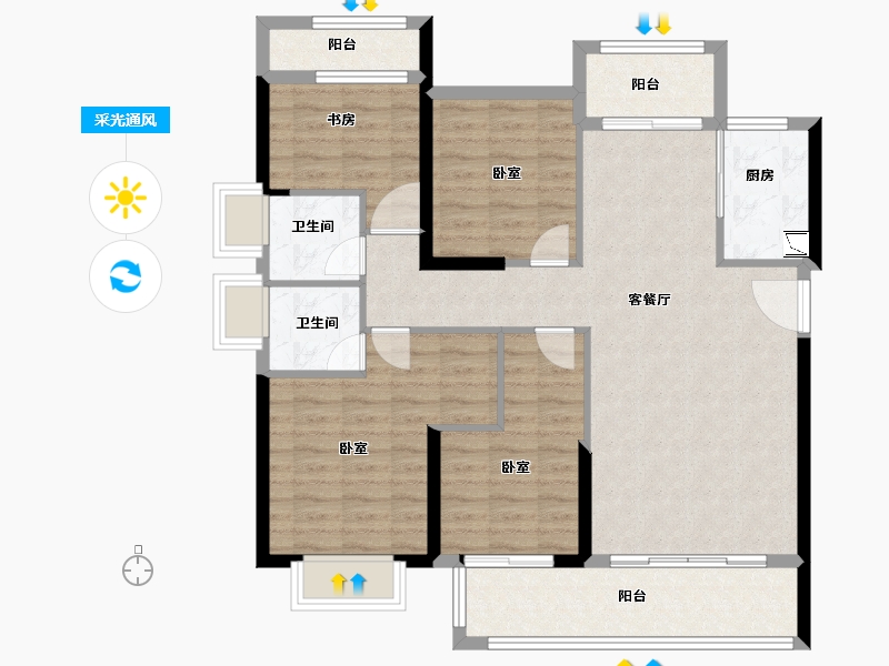 福建省-泉州市-安溪阳光城丽景湾-103.00-户型库-采光通风