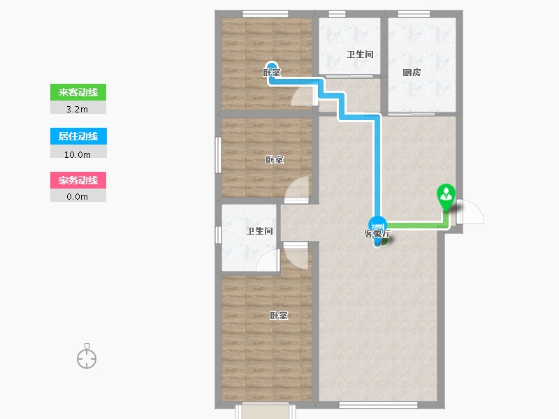 新疆维吾尔自治区-乌鲁木齐市-金茂丝路小镇海棠花园-104.00-户型库-动静线