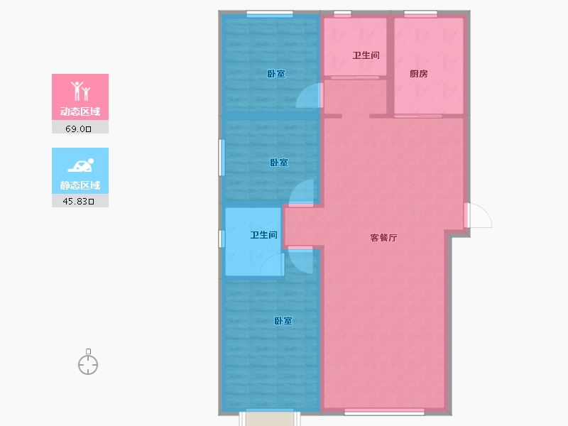 新疆维吾尔自治区-乌鲁木齐市-金茂丝路小镇海棠花园-104.00-户型库-动静分区