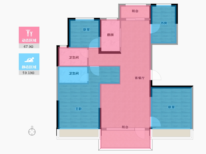 山东省-枣庄市-碧桂园鹏泰翡翠云台-113.96-户型库-动静分区