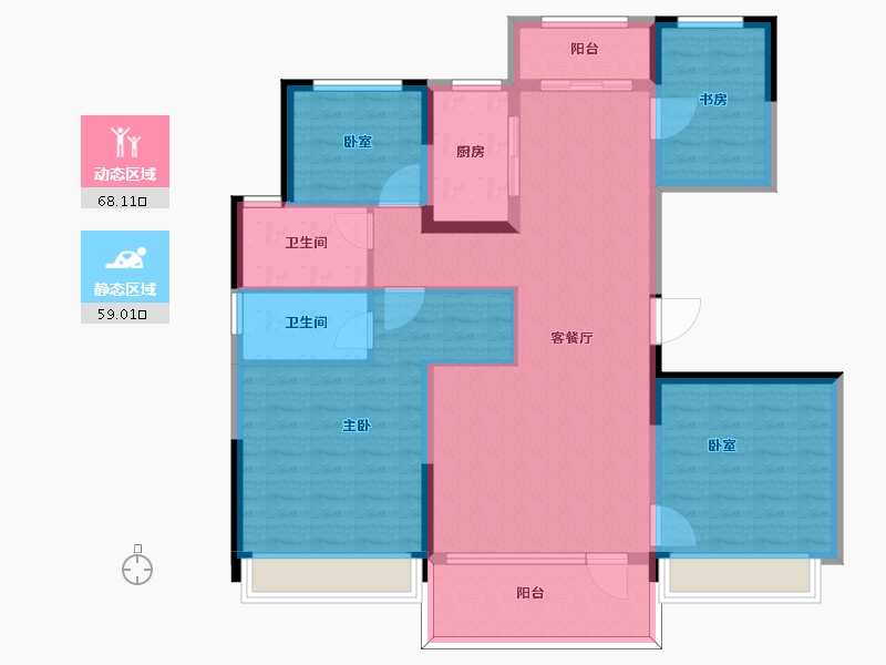 山东省-枣庄市-碧桂园鹏泰翡翠云台-113.93-户型库-动静分区