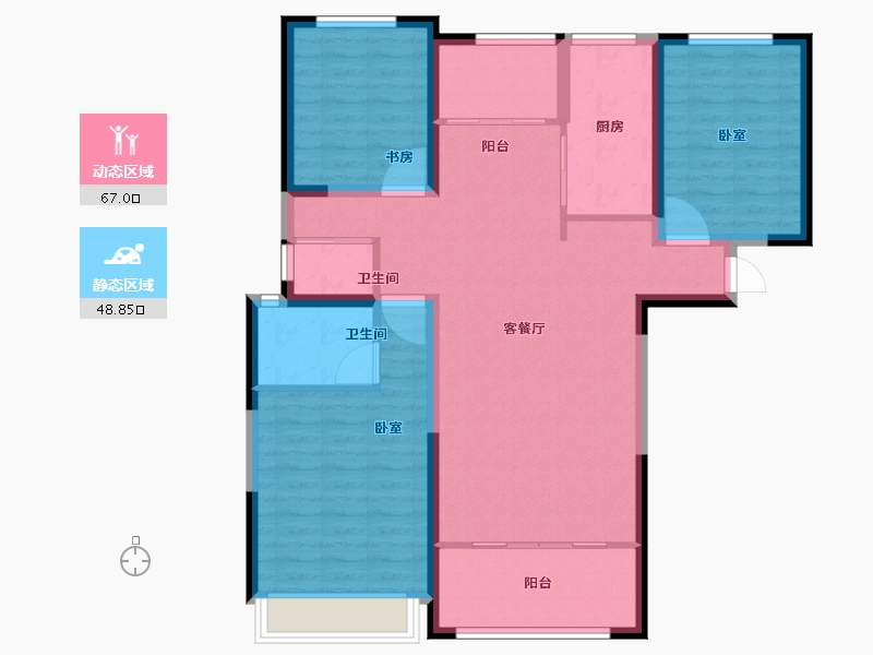 河南省-郑州市-亚星金运外滩-104.34-户型库-动静分区