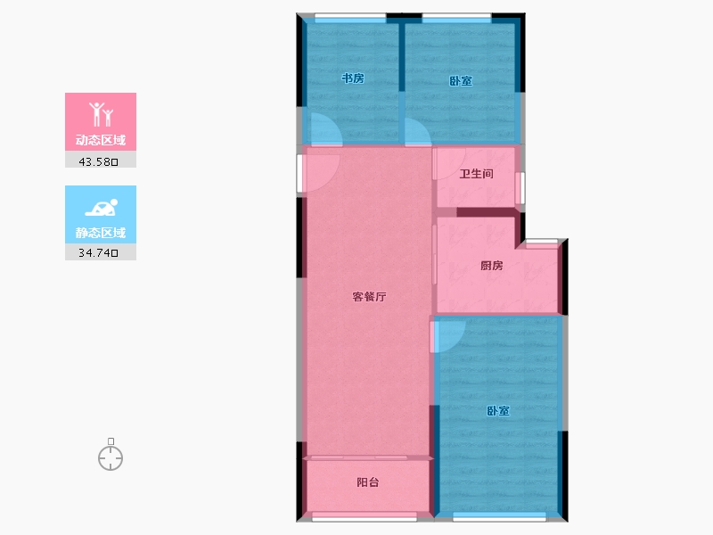 浙江省-舟山市-大发融悦新界公馆-70.99-户型库-动静分区