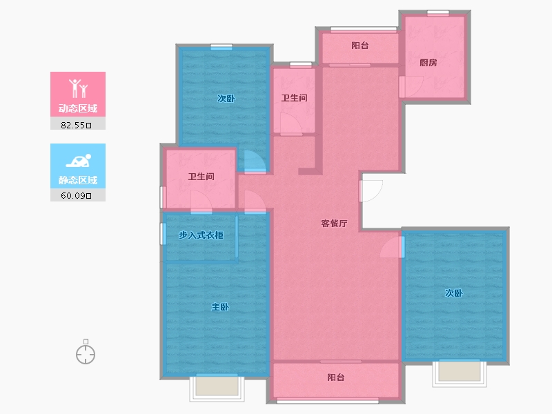 山东省-青岛市-明翠雅居-128.00-户型库-动静分区