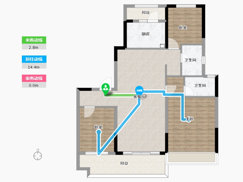 山东省-枣庄市-碧桂园鹏泰映月台-110.00-户型库-动静线