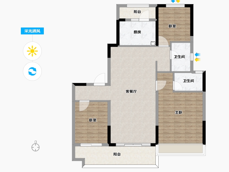 山东省-枣庄市-碧桂园鹏泰映月台-110.00-户型库-采光通风